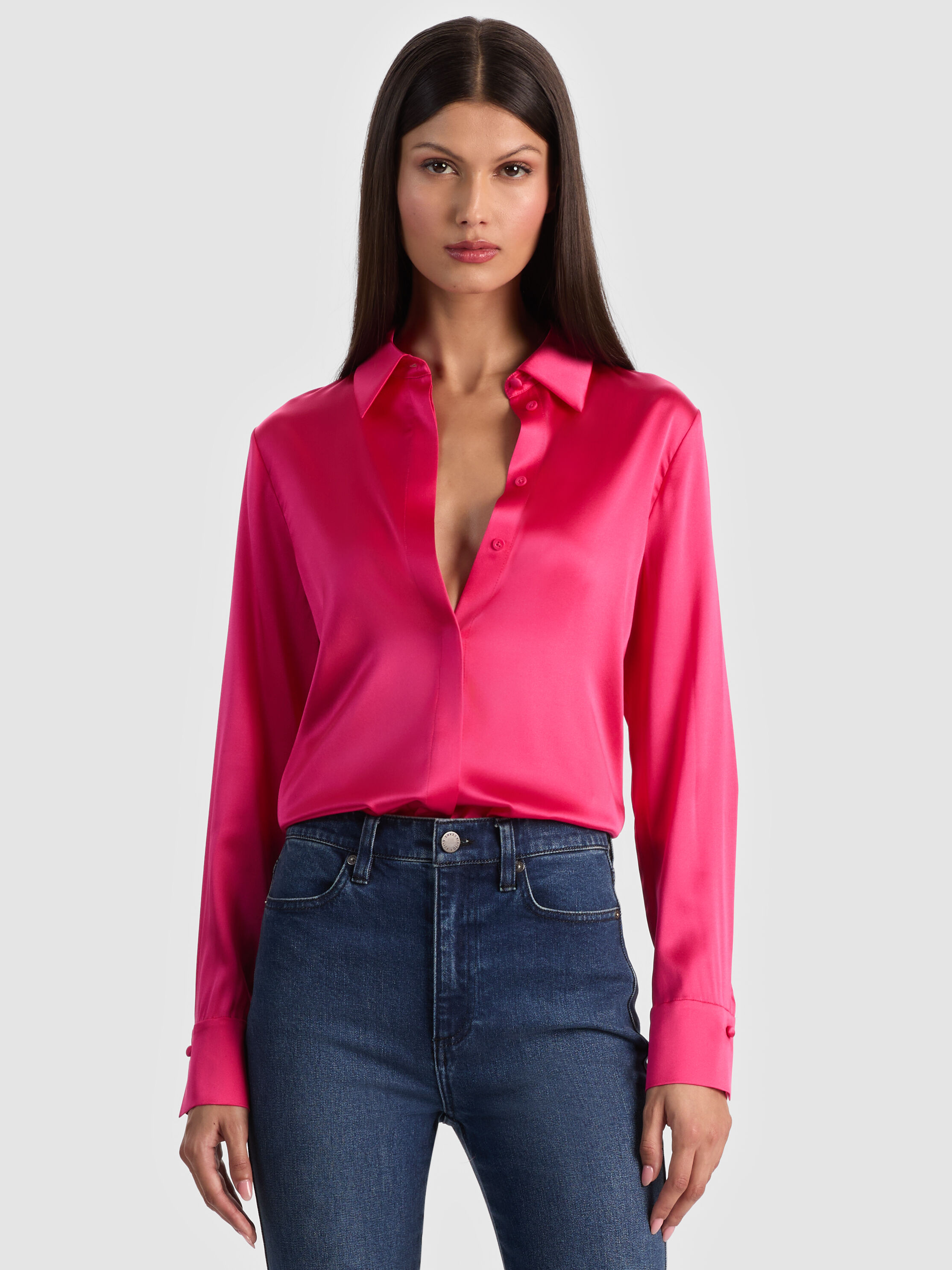 BRADY SILK BLOUSE - DEEP PINK
