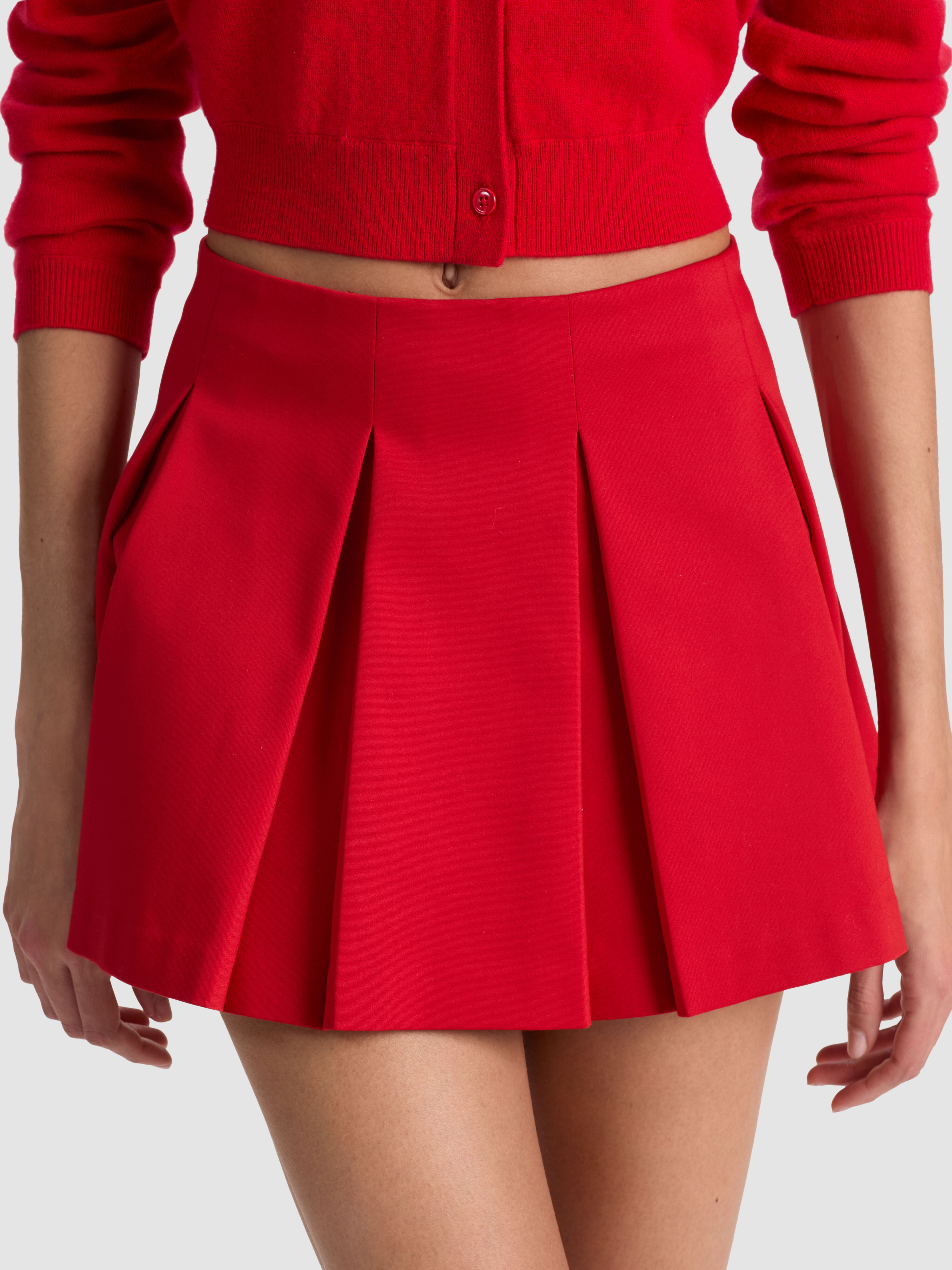 ALICE + OLIVIA Emilie Mini Skirt in Red