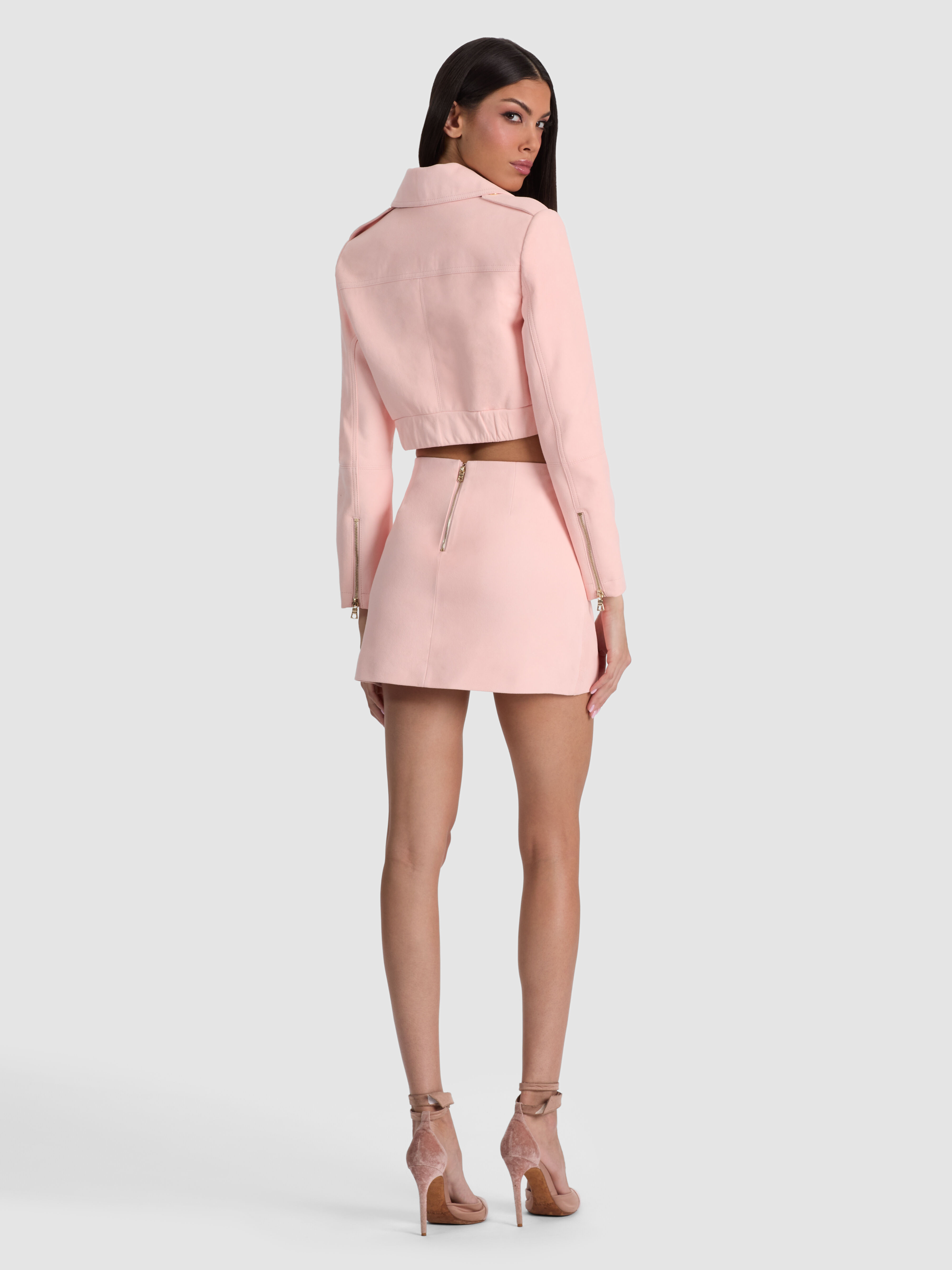 Jamie Chung's NYFW Look: ALICE + OLIVIA Suede Mini Skirt & Coat